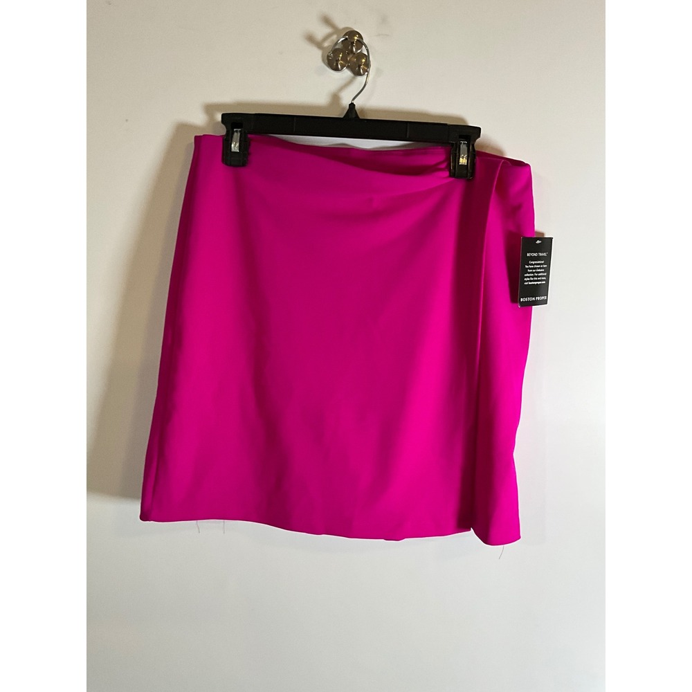 Boston Proper Beyond Travel Skort Fuchsia Pink Wrap Front Size M NEW